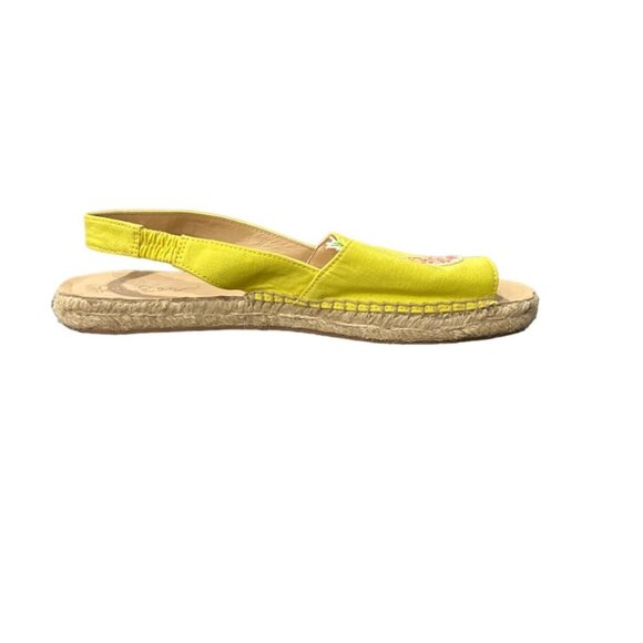 Lilly Pulitzer Women's Sz 8.5 Sandals Pineapple Canvas Flats Ankle Strap Yellow - Picture 6 of 10